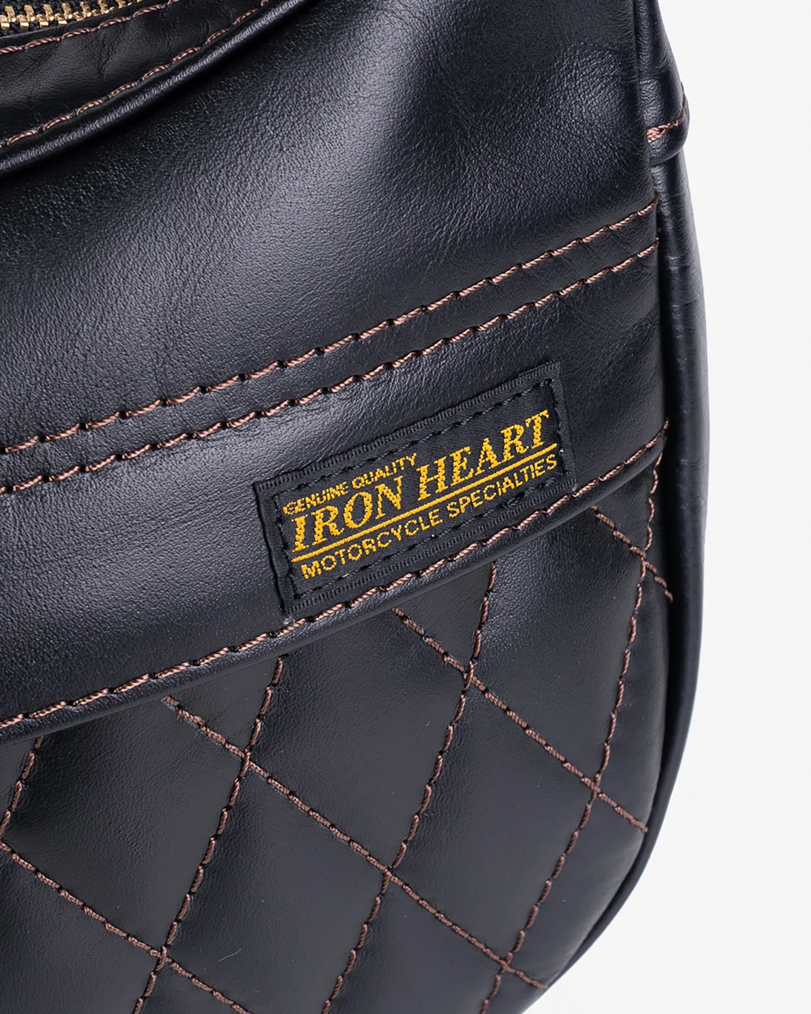 Leather Diamond Stitched Shoulder Bag - Black