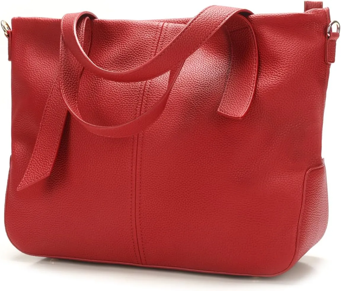 Leather Tote Shoulder Bag for Women Satchel Handbag with Top Handles | Minimalist Elegant | Large Capacity Bag