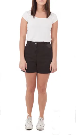 Leather-Trimmed Denim Shorts, Fossil, 29