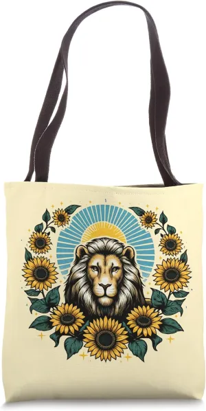 Leo Lion Sunflower art Sunflowers Lions Symbolism Tote Bag