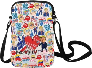 LEVLO Funny President Crossbody Bag President 2025 Back Gift Peace Love President Shoulder Bag US President Merch
