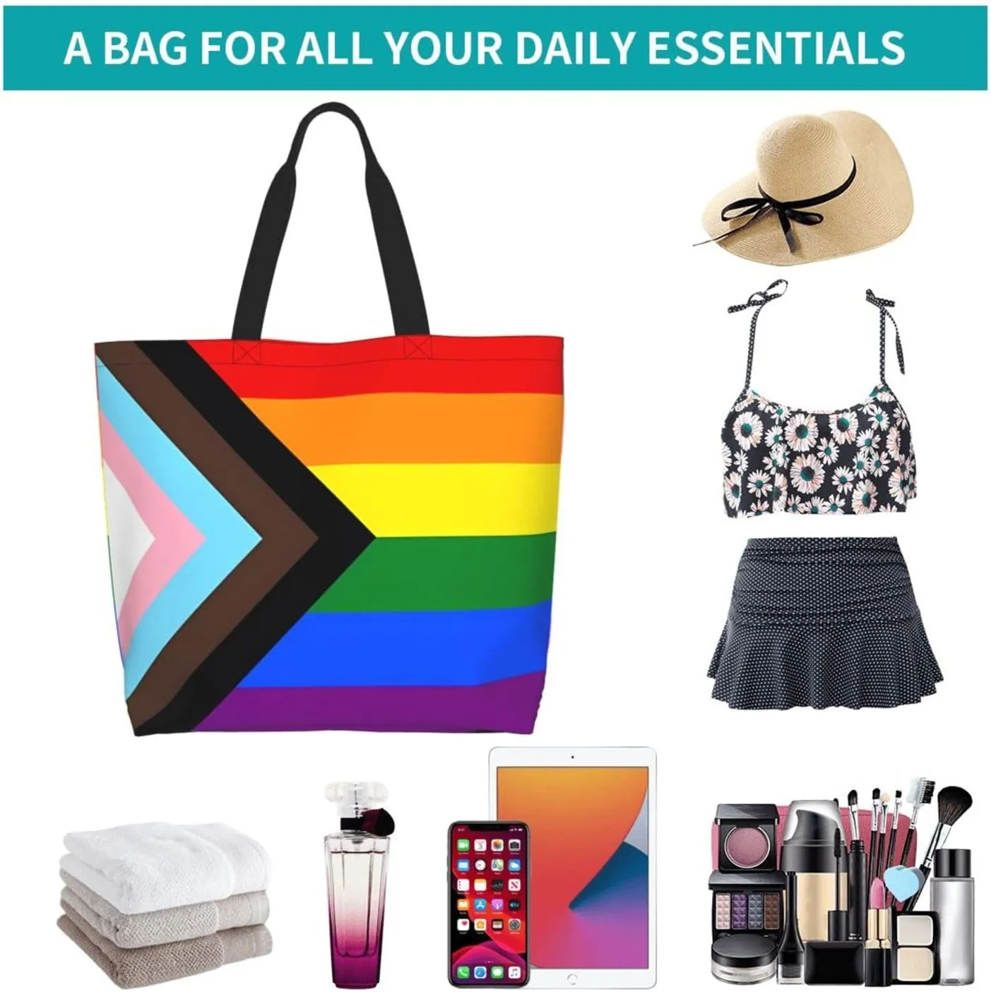 LGBT Pride Rainbow Gay Lip Lesbian Women's Tote Bag Large Capacity Single Shoulder Bags Handbag for Shopping Work