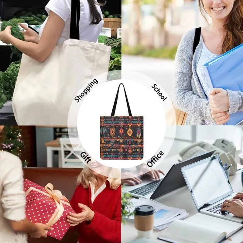LGBT Rainbow Canvas Tote Bag Red Koi Carp Reusable Cloth Bags for Shopping Grocery Sugar Skull Casual Handbag Gift