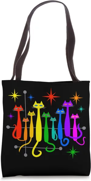 LGBTQ Pride Cats Vintage Retro Mid-Century Modern Style Tote Bag