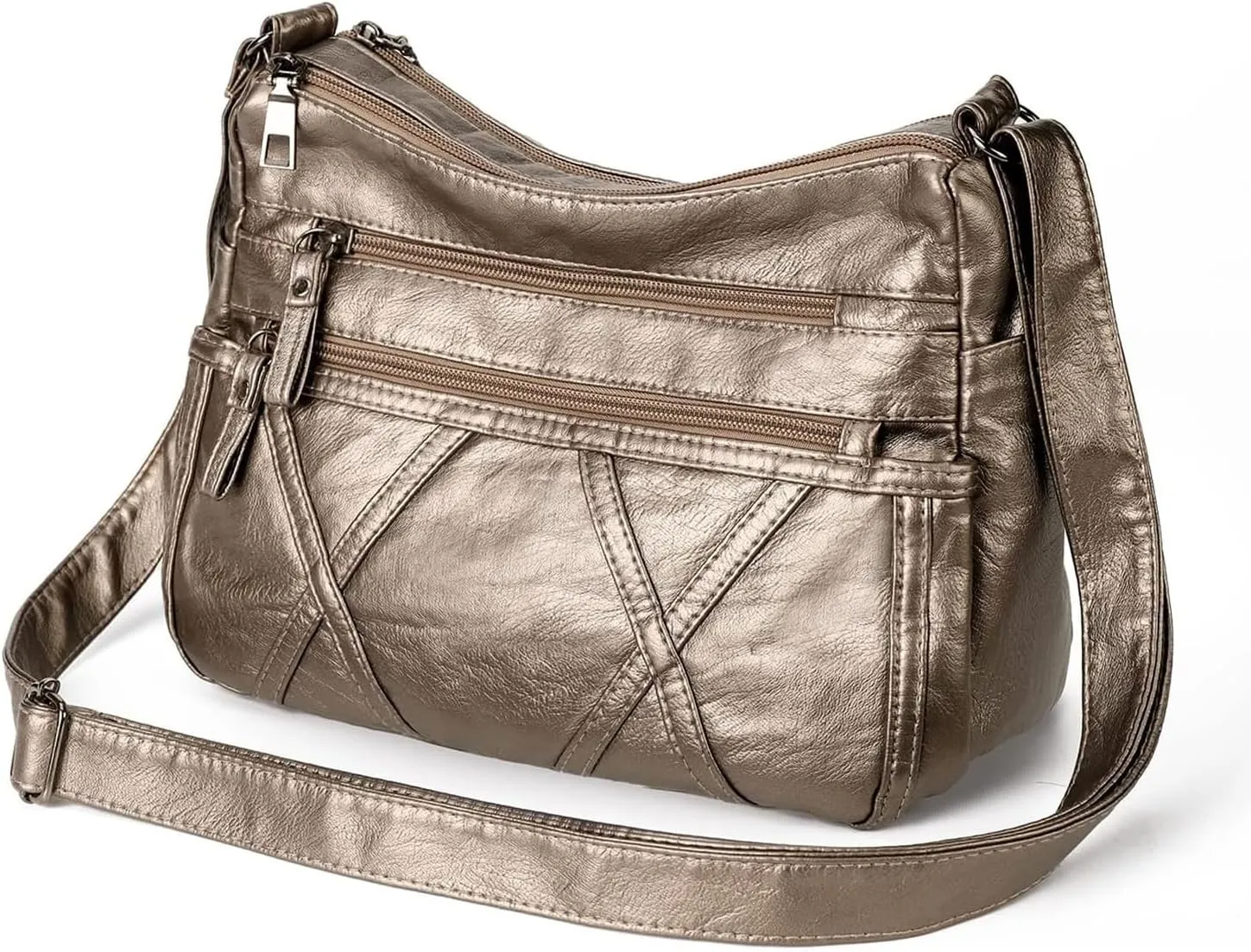 Lightweight Leather Crossbody Shoulder Bag for Women, Compact Everyday Purse