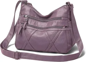 Lightweight Leather Crossbody Shoulder Bag for Women, Compact Everyday Purse