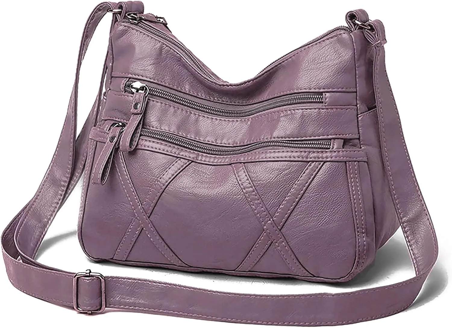 Lightweight Leather Crossbody Shoulder Bag for Women, Compact Everyday Purse