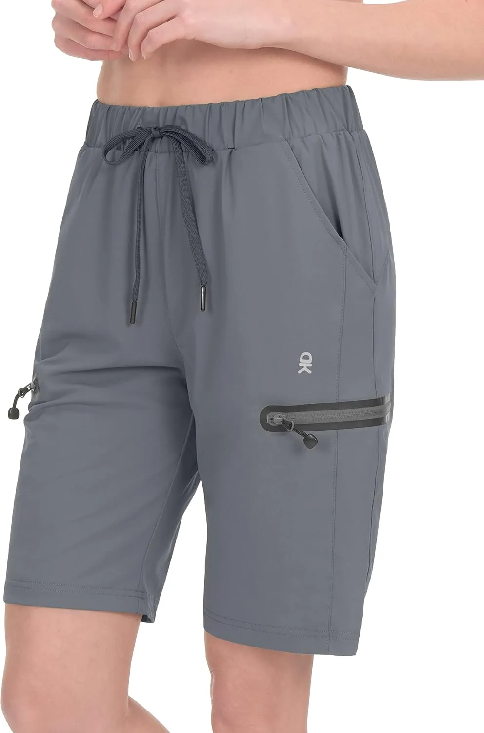 Little Donkey Andy Women's Ultra Stretch Quick Dry Lightweight Bermuda Shorts Drawstring Zipper Pocket Hiking Travel Workout
