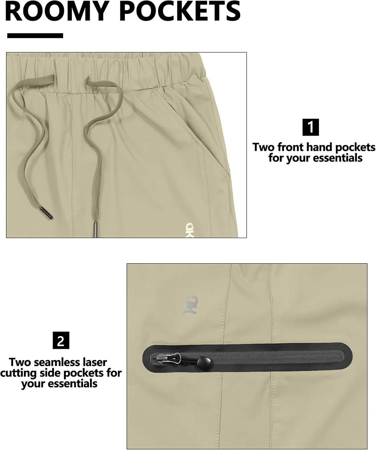 Little Donkey Andy Women's Ultra Stretch Quick Dry Lightweight Bermuda Shorts Drawstring Zipper Pocket Hiking Travel Workout