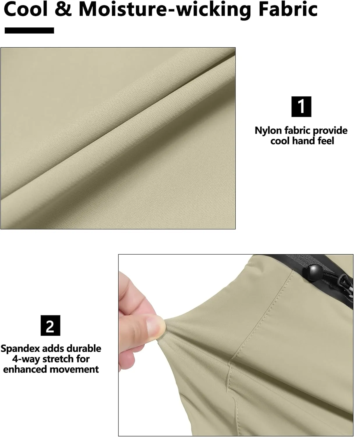 Little Donkey Andy Women's Ultra Stretch Quick Dry Lightweight Bermuda Shorts Drawstring Zipper Pocket Hiking Travel Workout