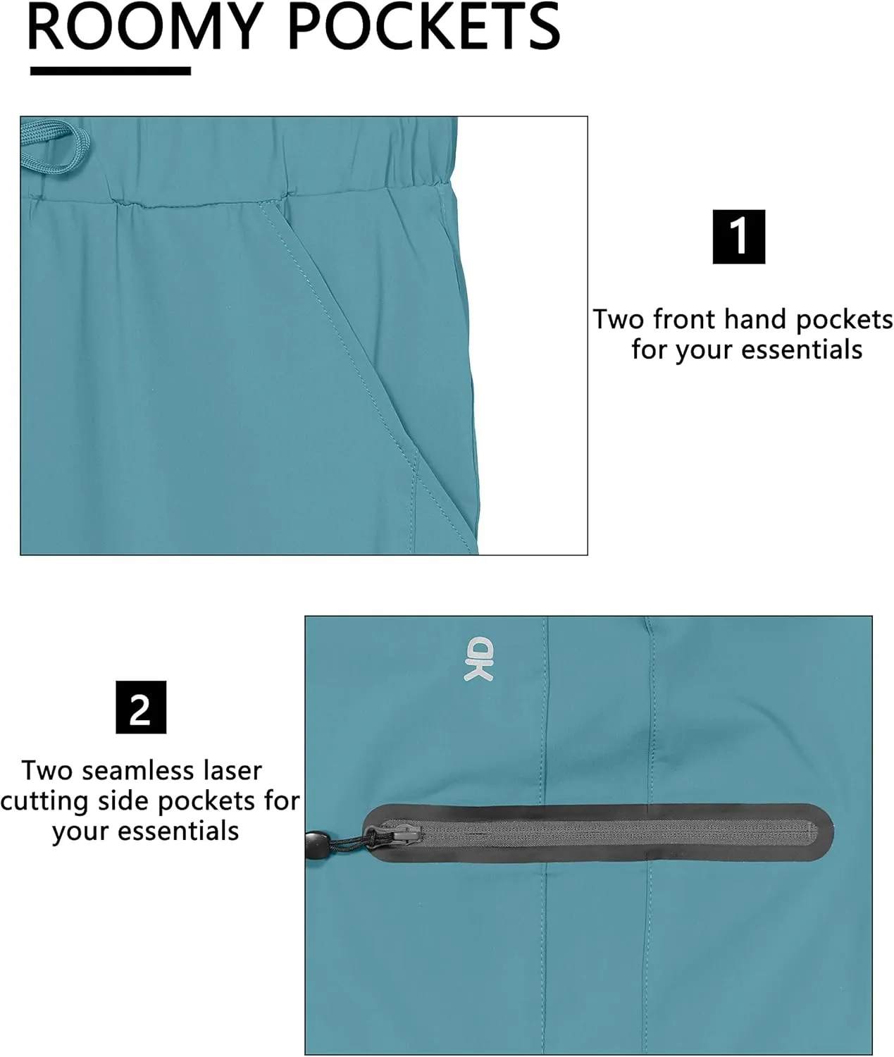 Little Donkey Andy Women's Ultra Stretch Quick Dry Lightweight Bermuda Shorts Drawstring Zipper Pocket Hiking Travel Workout