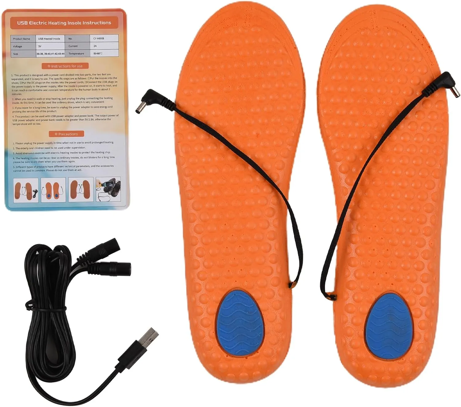 Lixada Electric Heated Shoe Insoles USB Rechargeable for Men Women Size 36-44, Heating Shoe Inserts Foot Warmer for Winter Working Camping Backpacking Hiking Ice Fishing