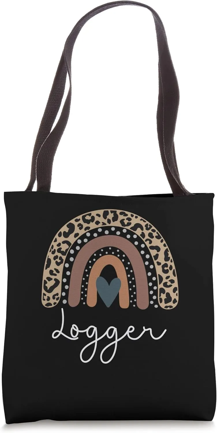 Logger Cute Leopard Boho Rainbow for Team Logger Squad Tote Bag