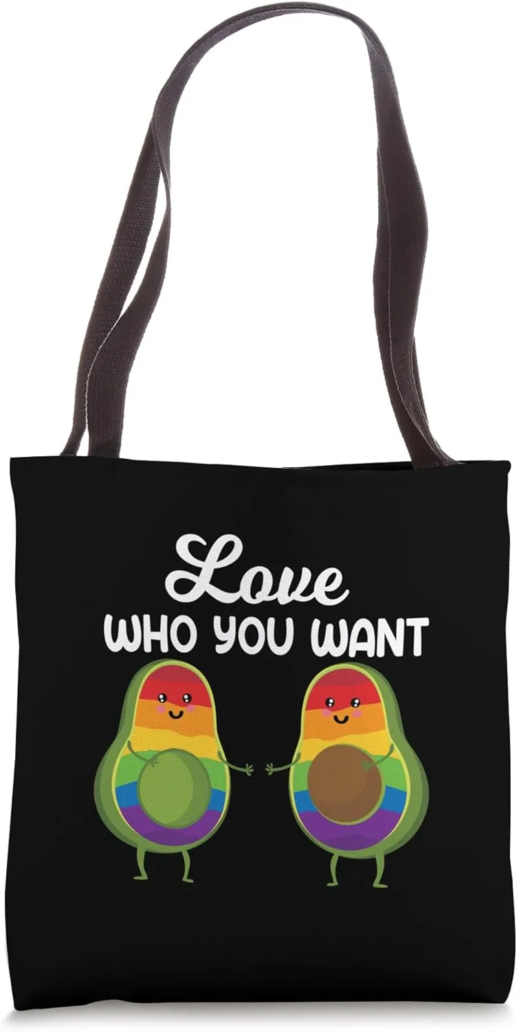 Love Who You Want Sweet Avocado Gay Pride Homo Fun Saying Tote Bag