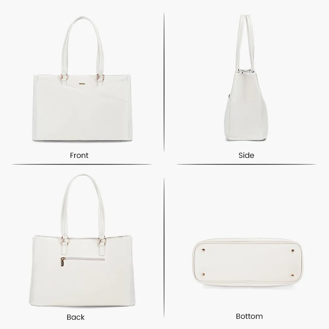 LOVEVOOK Laptop Bag for Women 15.6 Inch Tote Bags Waterproof Leather Briefcase Computer Women Business Office Work Bag,White