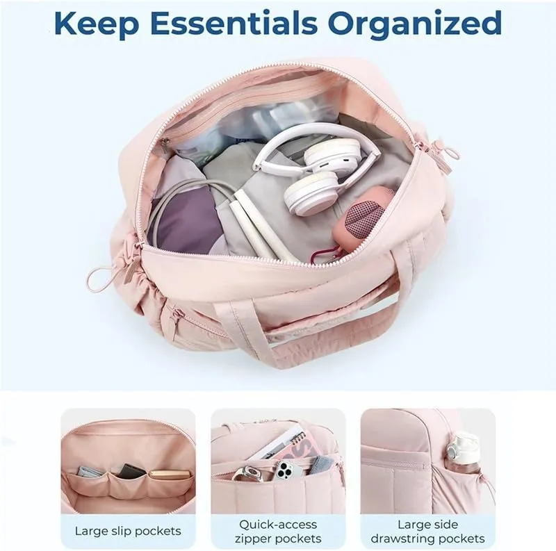 Luggage Bag Dry Wet Separation Travel Duffel Bag Gym Bag for Women with Weekender Bags Waterproof Hand Airport Cabin Bag(Khaki)