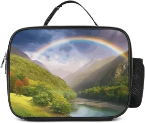 Lunch Bog for Men And Women Insulated Large Lunch Box Mountain Valley with Rainbow Lunch Cooler Bag for Work Office Camping Travel