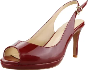 Lutalica W Women's Patent Leather Comfort Platform High Heel Slingback Sandals Sexy Peep Toe Stiletto High Heel Pumps