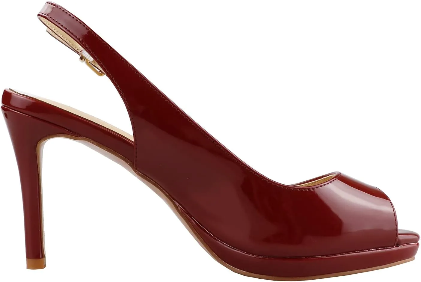 Lutalica W Women's Patent Leather Comfort Platform High Heel Slingback Sandals Sexy Peep Toe Stiletto High Heel Pumps