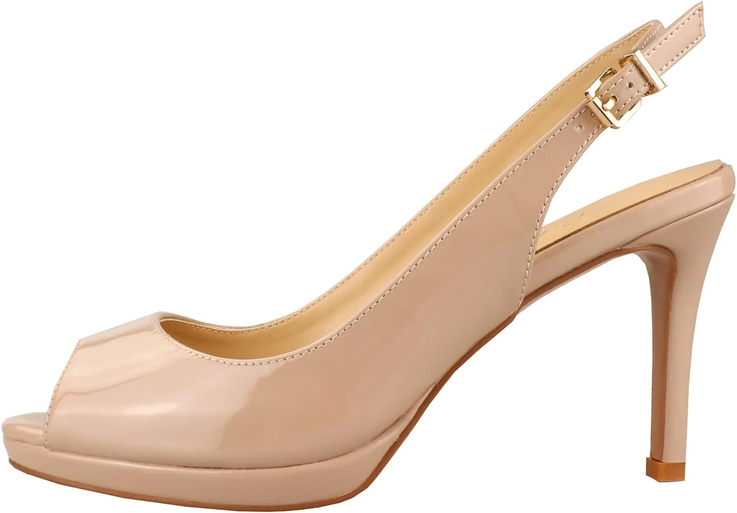 Lutalica W Women's Patent Leather Comfort Platform High Heel Slingback Sandals Sexy Peep Toe Stiletto High Heel Pumps