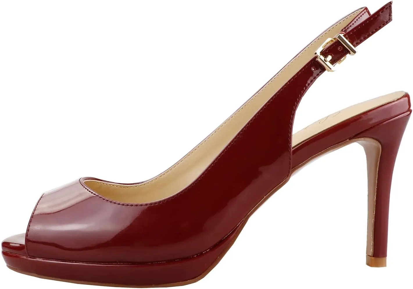 Lutalica W Women's Patent Leather Comfort Platform High Heel Slingback Sandals Sexy Peep Toe Stiletto High Heel Pumps