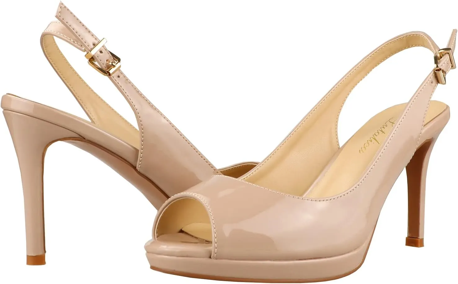 Lutalica W Women's Patent Leather Comfort Platform High Heel Slingback Sandals Sexy Peep Toe Stiletto High Heel Pumps