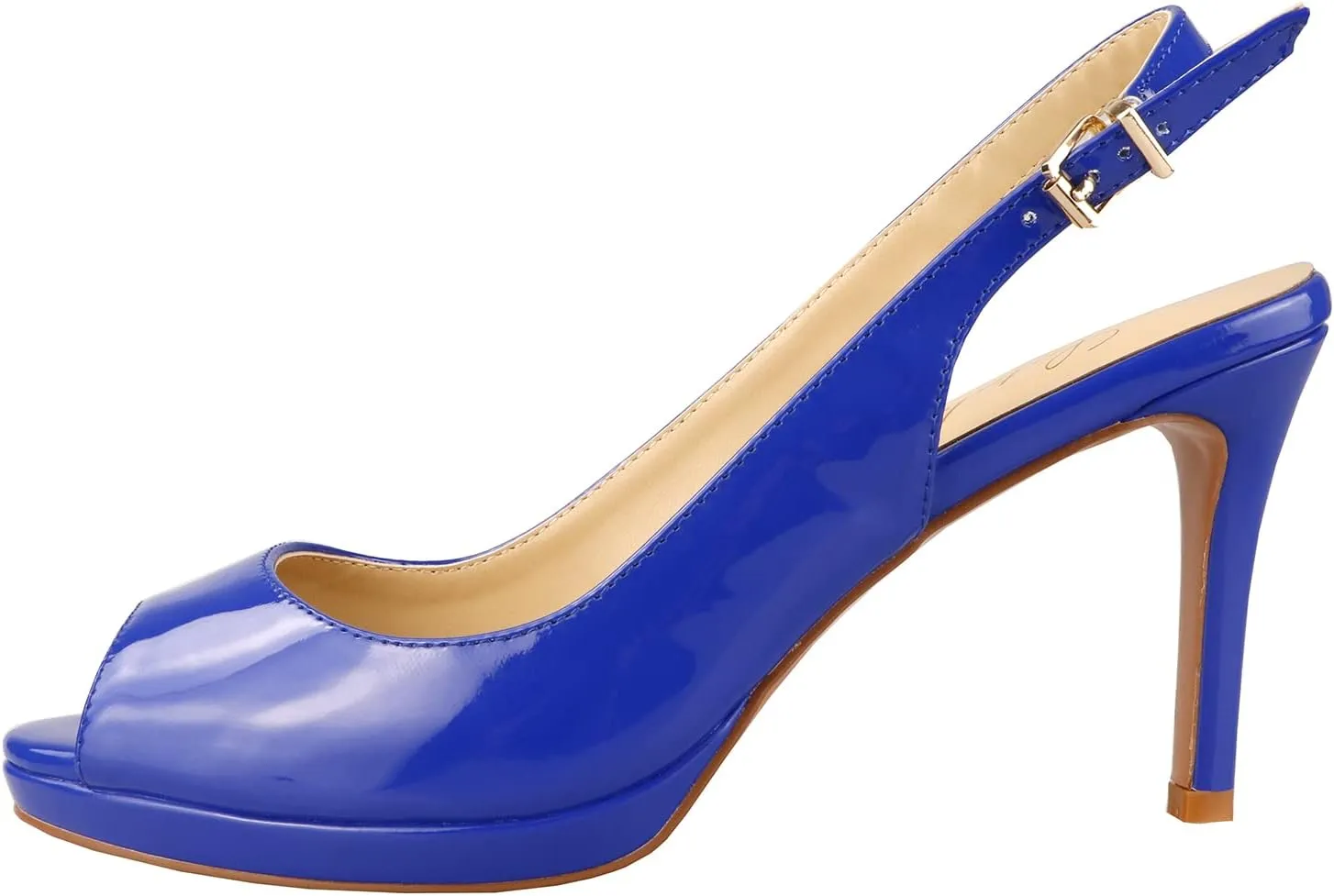 Lutalica W Women's Patent Leather Comfort Platform High Heel Slingback Sandals Sexy Peep Toe Stiletto High Heel Pumps