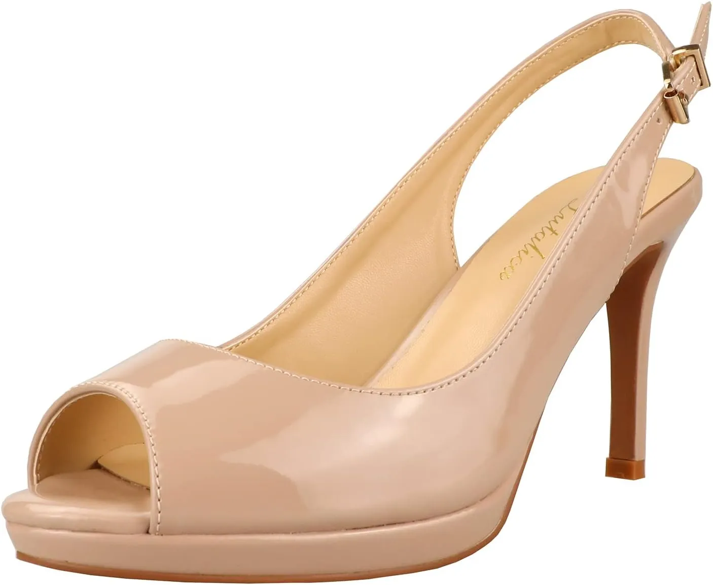 Lutalica W Women's Patent Leather Comfort Platform High Heel Slingback Sandals Sexy Peep Toe Stiletto High Heel Pumps