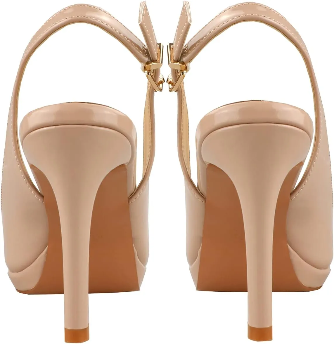 Lutalica W Women's Patent Leather Comfort Platform High Heel Slingback Sandals Sexy Peep Toe Stiletto High Heel Pumps