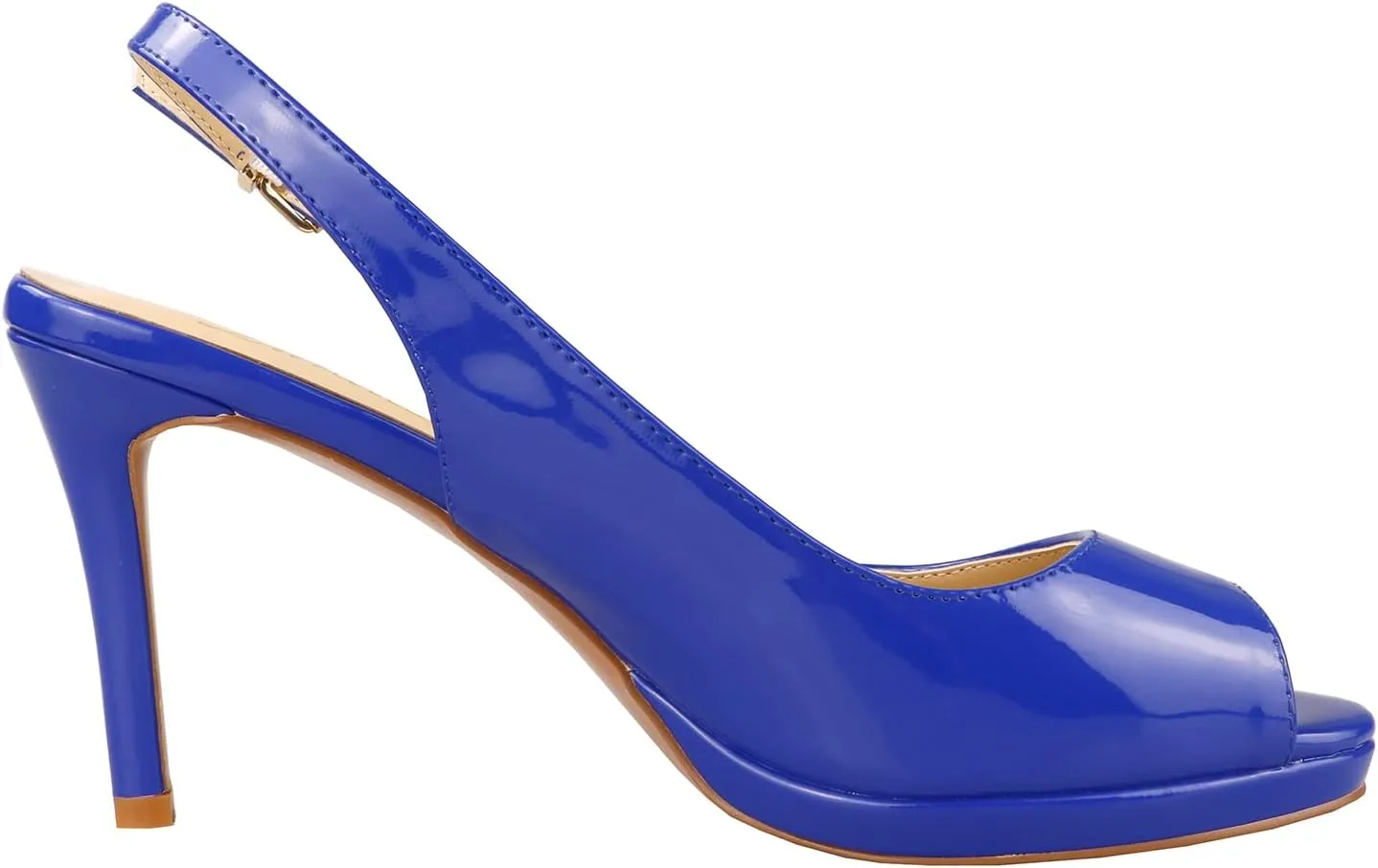 Lutalica W Women's Patent Leather Comfort Platform High Heel Slingback Sandals Sexy Peep Toe Stiletto High Heel Pumps