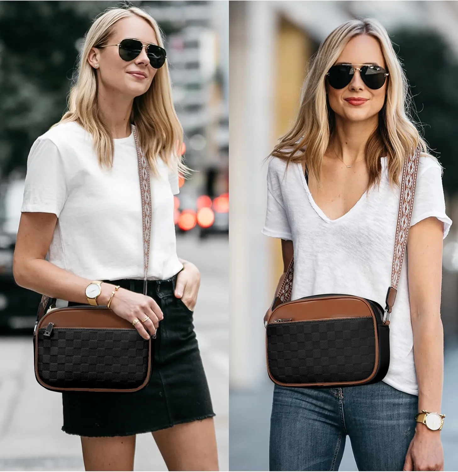 Macadamla Crossbody Bag for Women Vegan Leather Small Crossbody Shoulder Bag with Adjustable Wide Strap