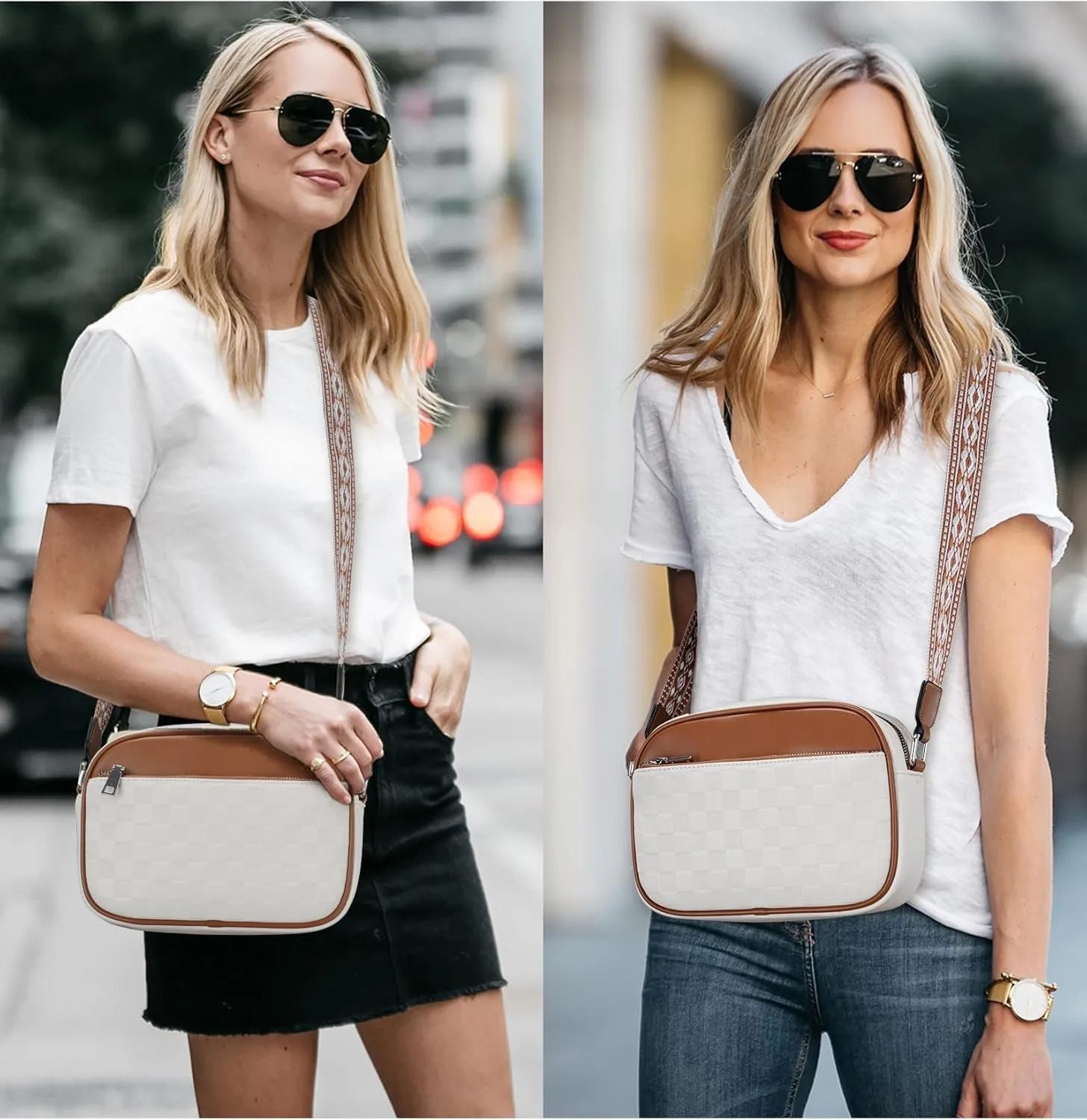 Macadamla Crossbody Bag for Women Vegan Leather Small Crossbody Shoulder Bag with Adjustable Wide Strap