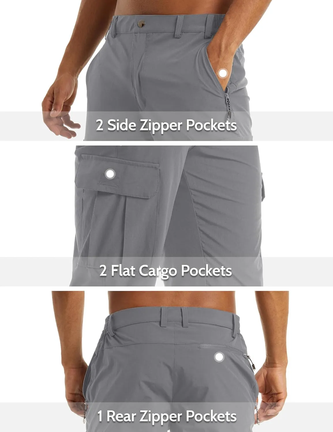 MAGCOMSEN Men's Workout Gym Shorts Quick Dry 3/4 Capri Pants Zipper Pockets Hiking Athletic Running Shorts