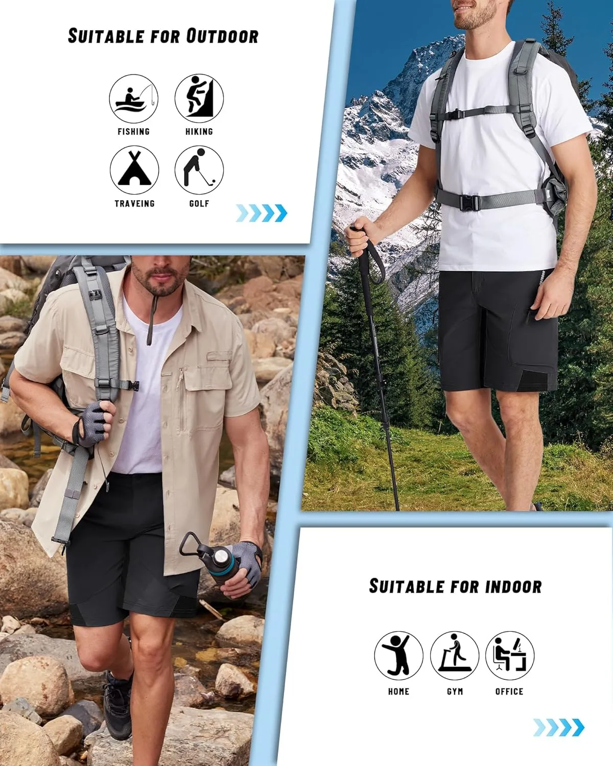 MAGNIVIT Men's Hiking Shorts Quick Dry Cargo Shorts Ripstop Tactical Water Repellent Work Shorts with Multi-Pockets