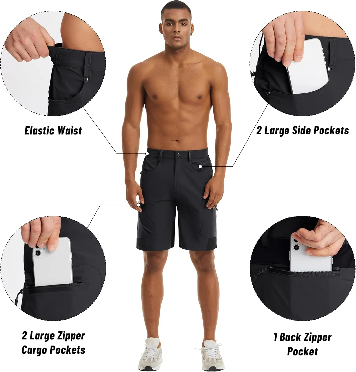 MAGNIVIT Men's Hiking Shorts Quick Dry Cargo Shorts Ripstop Tactical Water Repellent Work Shorts with Multi-Pockets