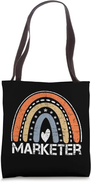 Marketer Funny Job Title Worker Vintage Rainbow Marketer Tote Bag