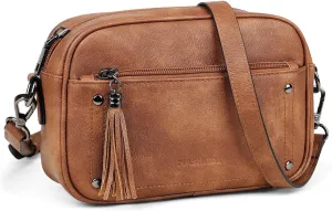 MASINTOR Crossbody Bags for Women Vegan Leather, Trendy Shoulder Purse with Adjustable Strap and Tassel
