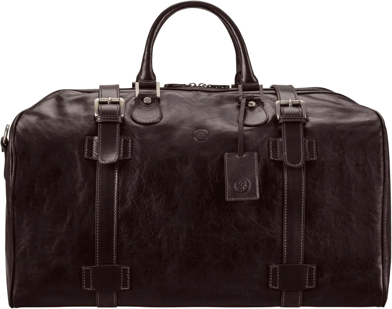 Maxwell Scott - Mens Italian Large Leather Duffle Bag for Luxury Travel - Handmade in Italy - The FleroL Dark Brown