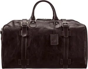 Maxwell Scott - Mens Italian Large Leather Duffle Bag for Luxury Travel - Handmade in Italy - The FleroL Dark Brown