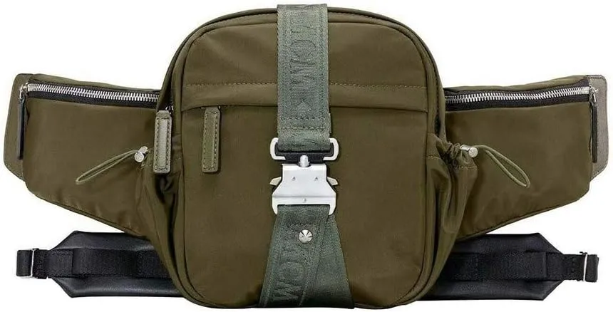 MCM Men's London Green Nylon Jemison Crossbody 2 in 1 Bag
