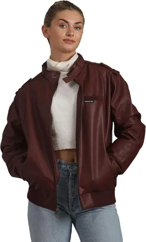 Members Only Women's Faux Leather Iconic Racer Jacket