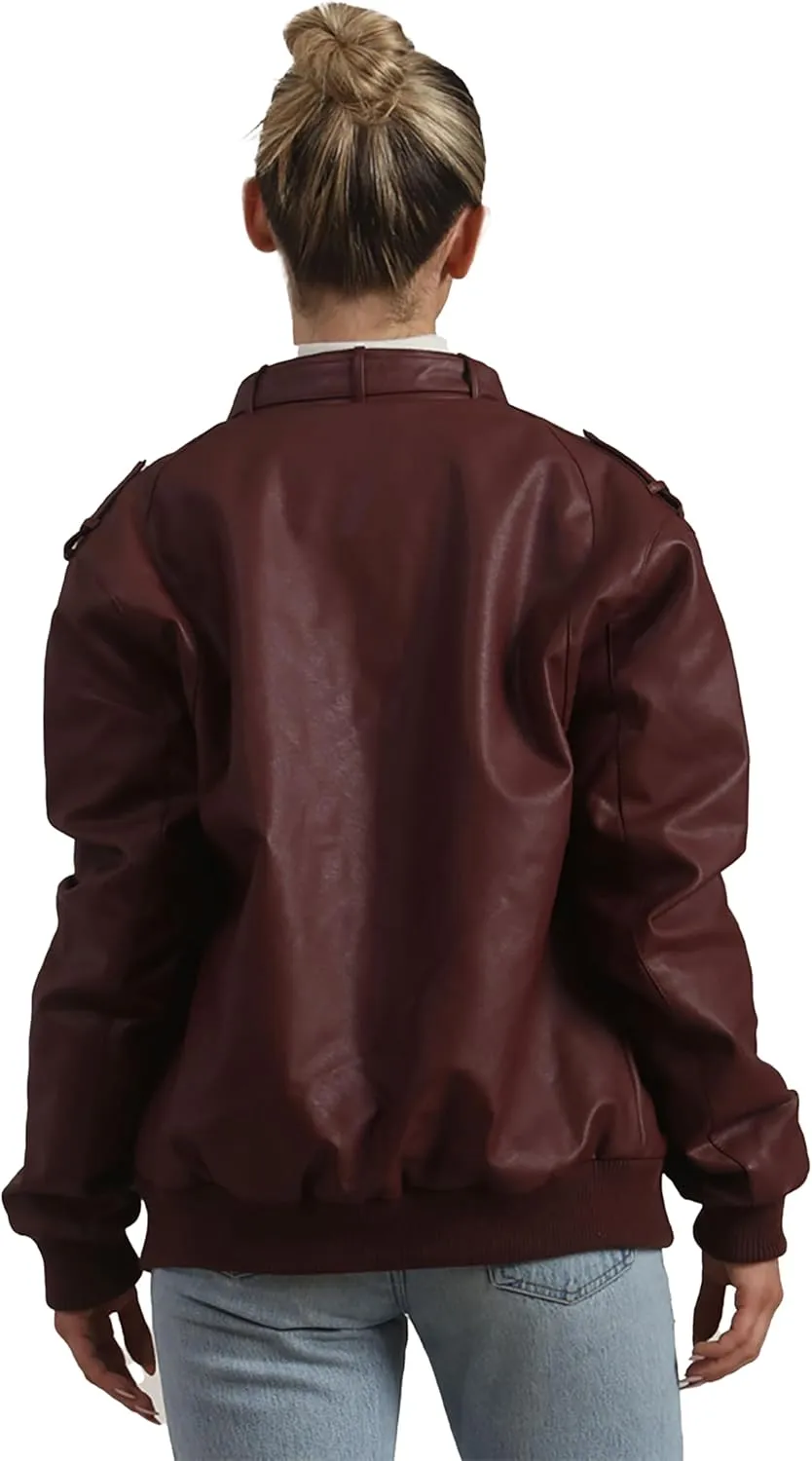 Members Only Women's Faux Leather Iconic Racer Jacket