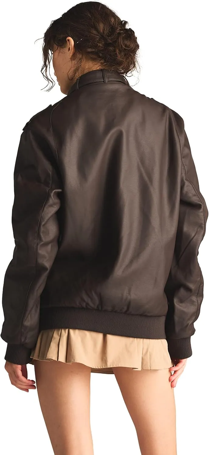 Members Only Women's Faux Leather Iconic Racer Jacket