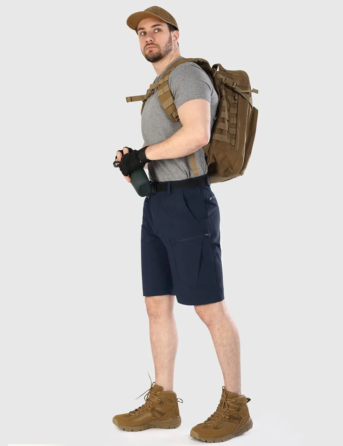 Mens Cargo Hiking Shorts Water Resistant Quick Dry Lightweight Breathable Tactical Shorts with Nylon Belt