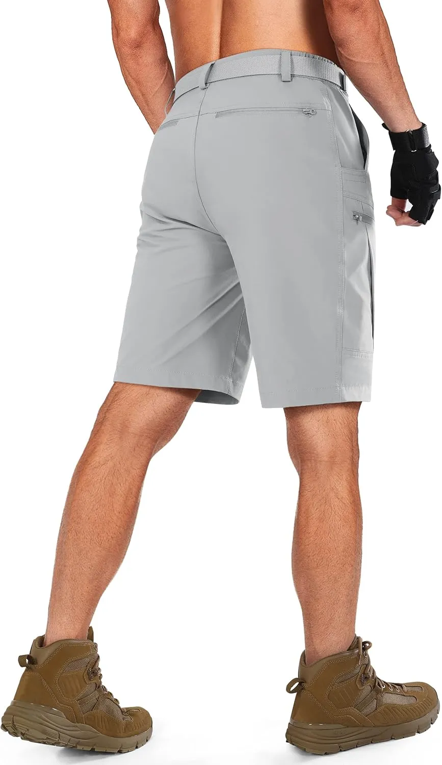 Mens Cargo Hiking Shorts Water Resistant Quick Dry Lightweight Breathable Tactical Shorts with Nylon Belt
