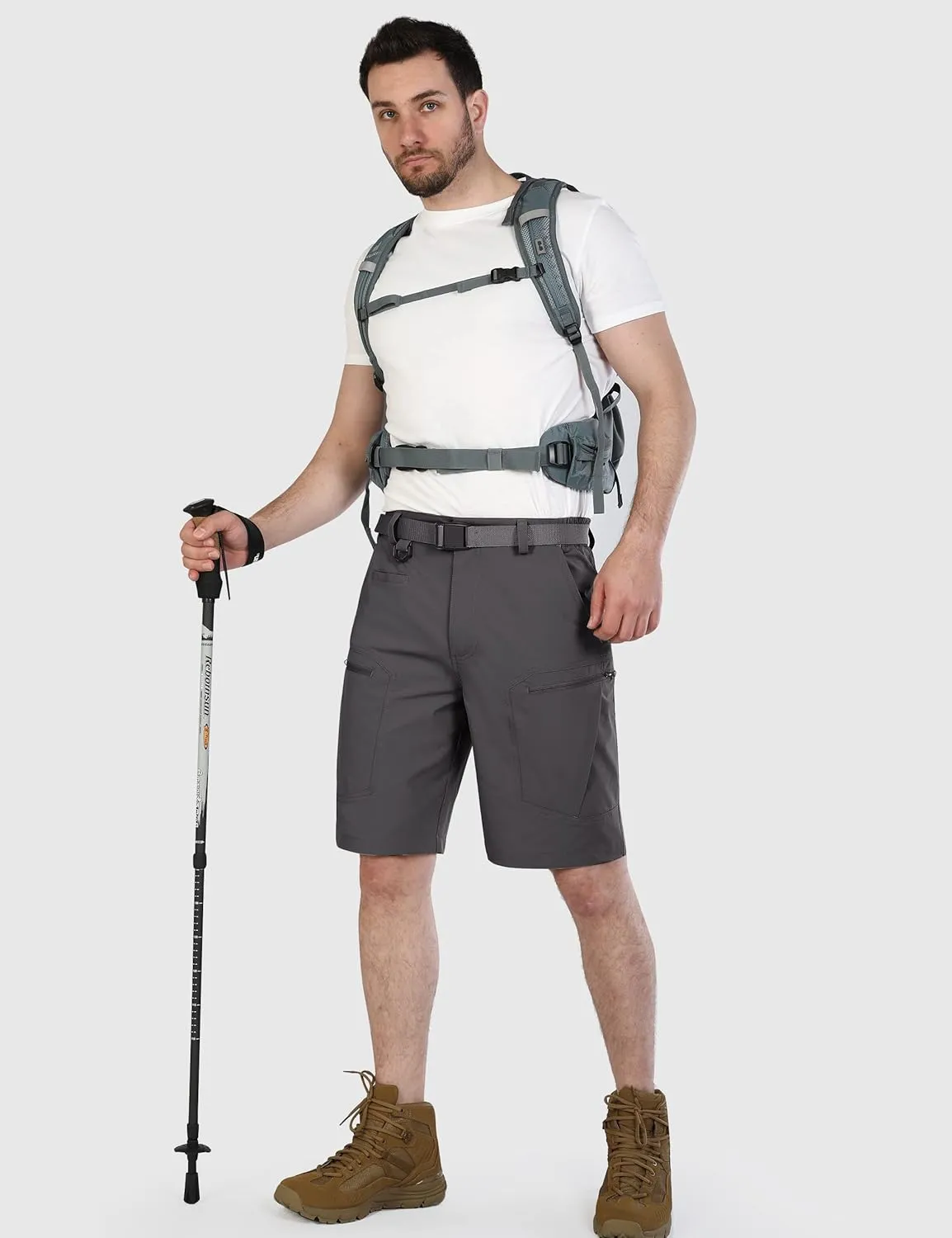 Mens Cargo Hiking Shorts Water Resistant Quick Dry Lightweight Breathable Tactical Shorts with Nylon Belt