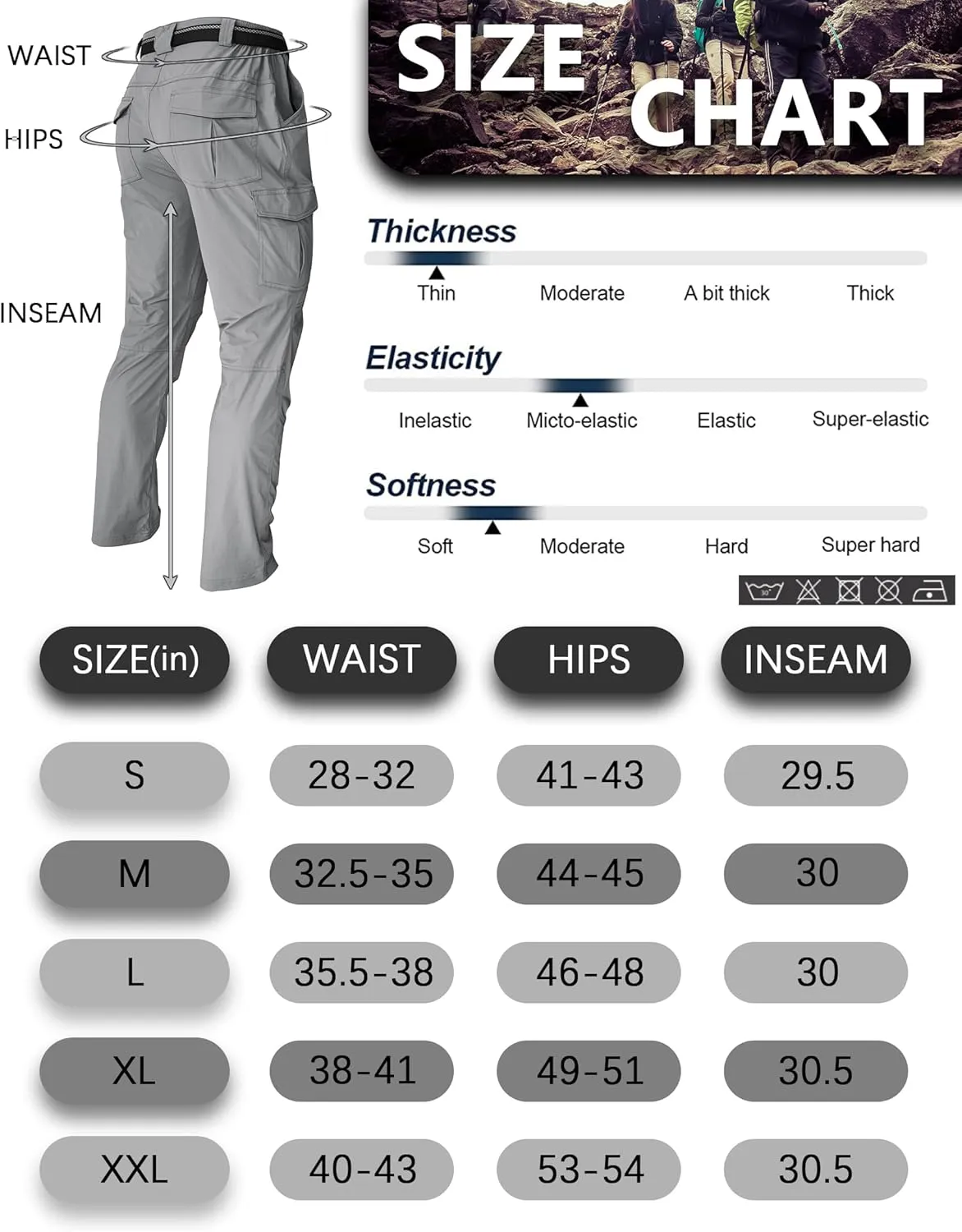 Men's Cargo Work Hiking Pants Lightweight Water Resistant Quick Dry Fishing Travel Camping Outdoor Breathable Multi Pockets