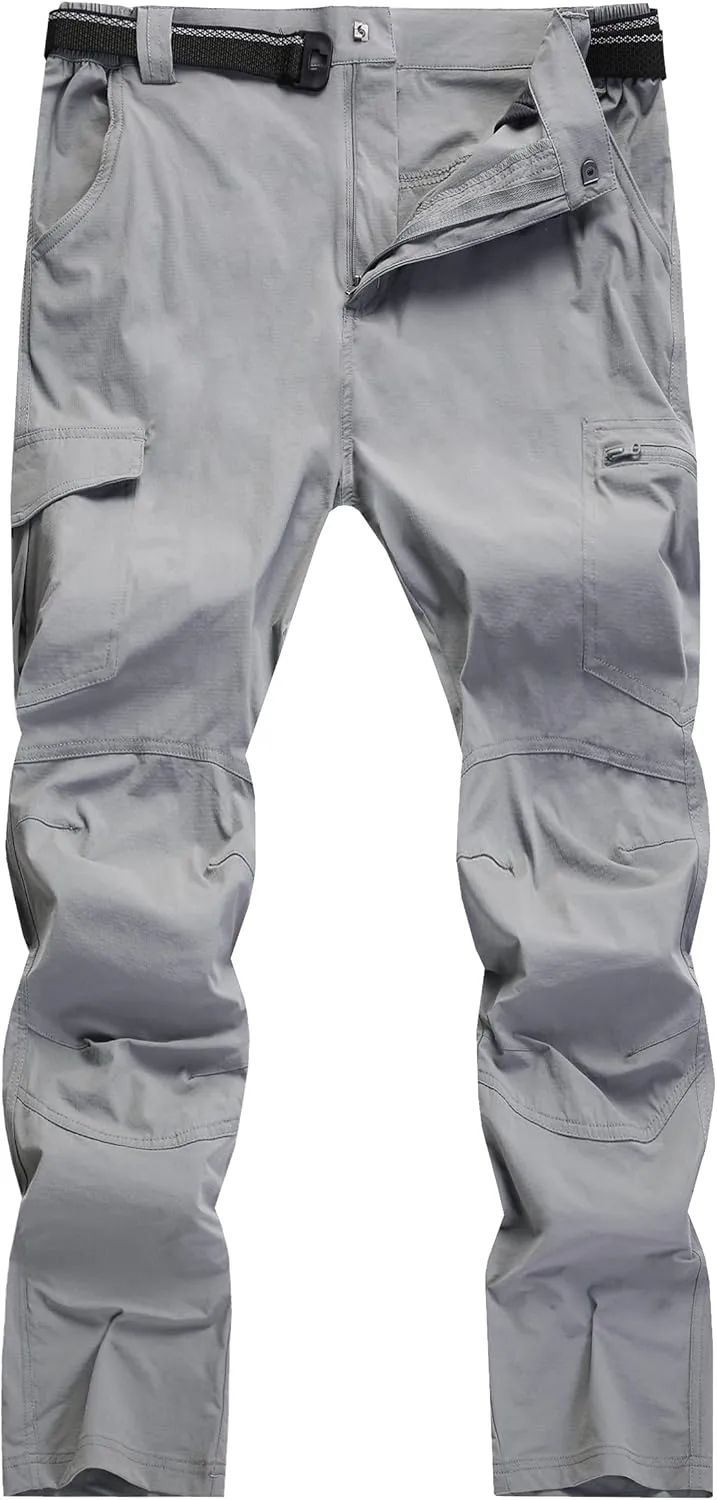 Men's Cargo Work Hiking Pants Lightweight Water Resistant Quick Dry Fishing Travel Camping Outdoor Breathable Multi Pockets