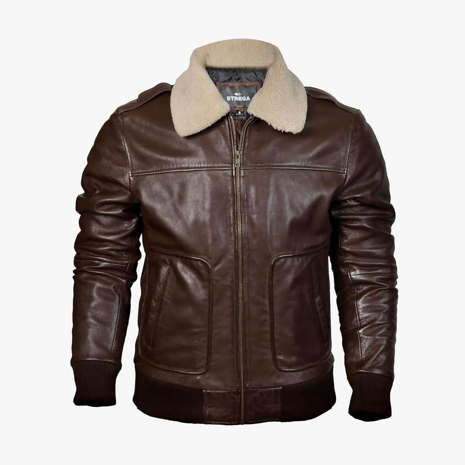 Mens leather jacket Genuine Lambskin Bomber Jacket men Brown with Removable Sherpa Collar– Premium Leather jacket men