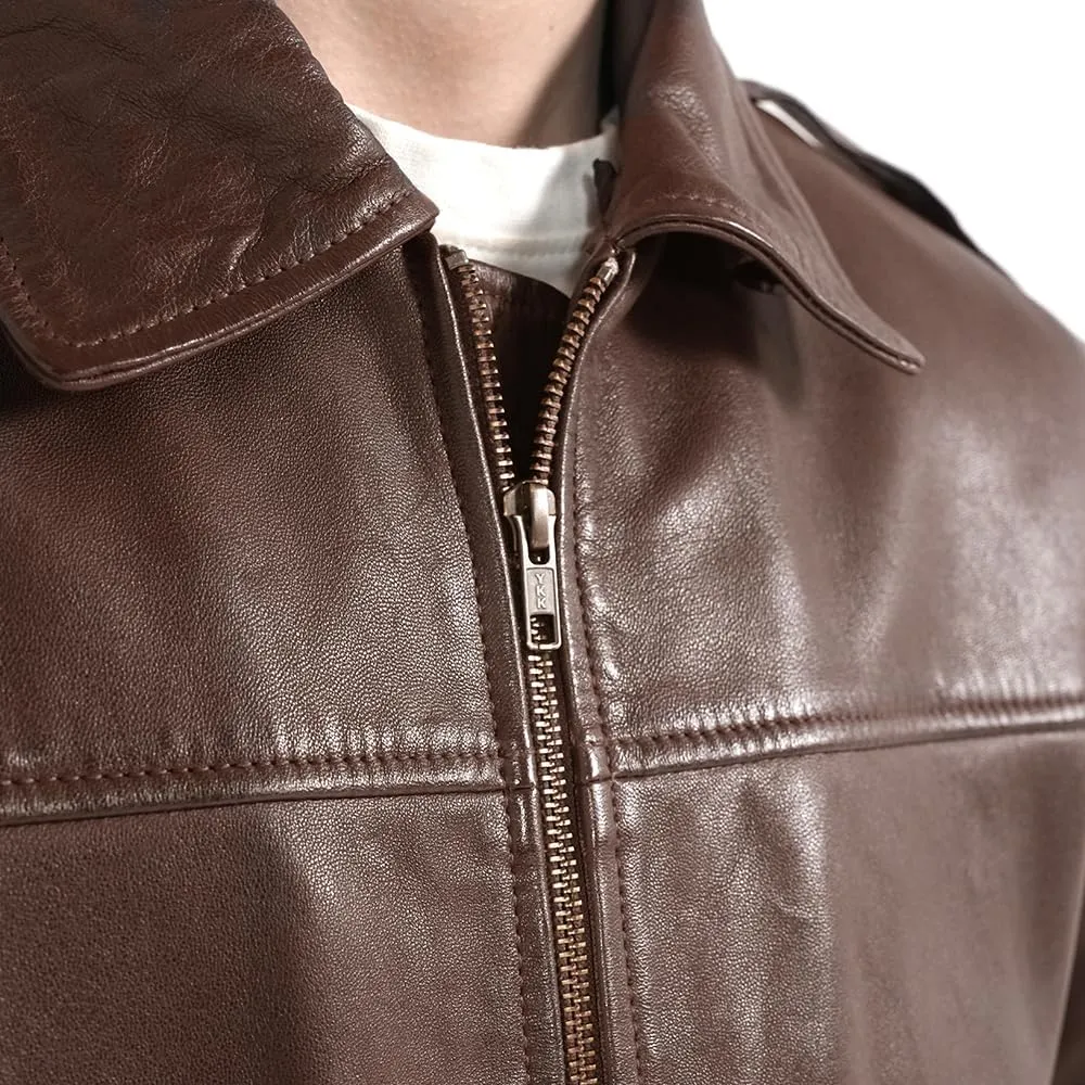 Mens leather jacket Genuine Lambskin Bomber Jacket men Brown with Removable Sherpa Collar– Premium Leather jacket men